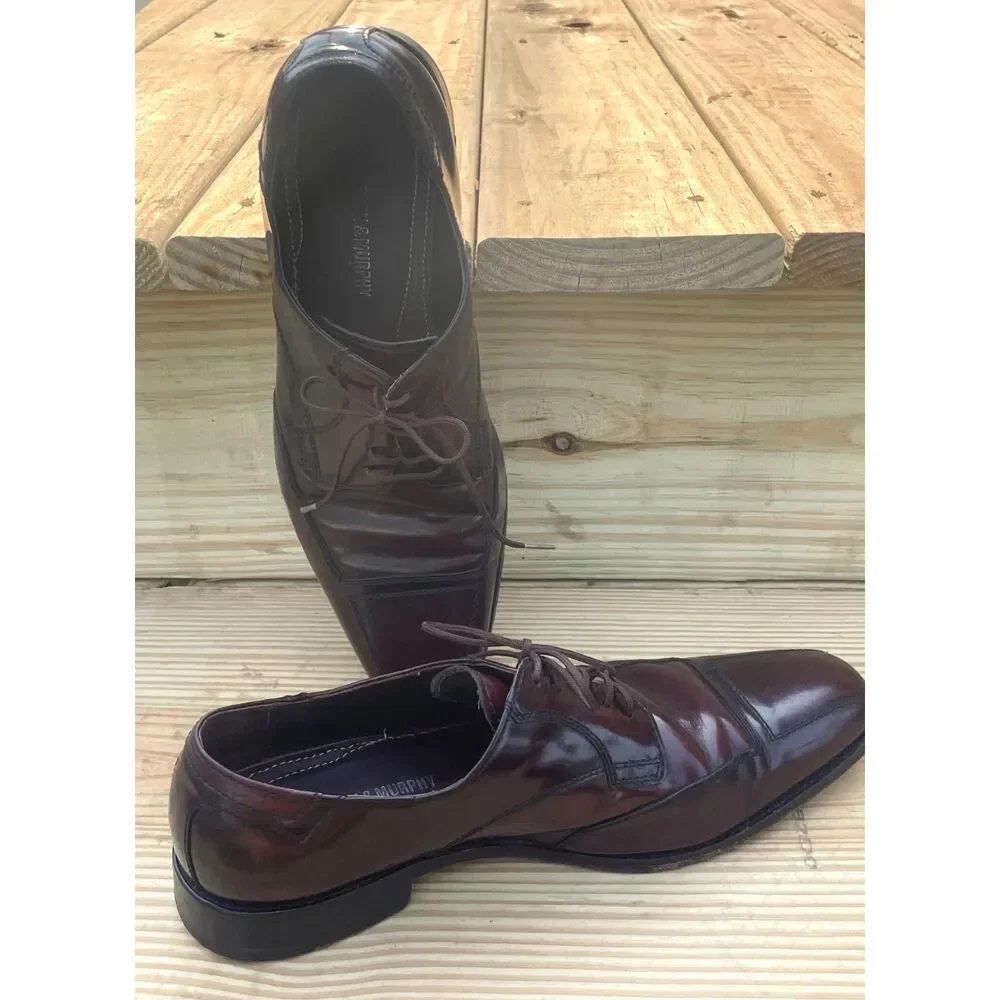 Johnston & Murphy Flex System Burgundy Leather Cap Toe Oxford Shoes 9.5M